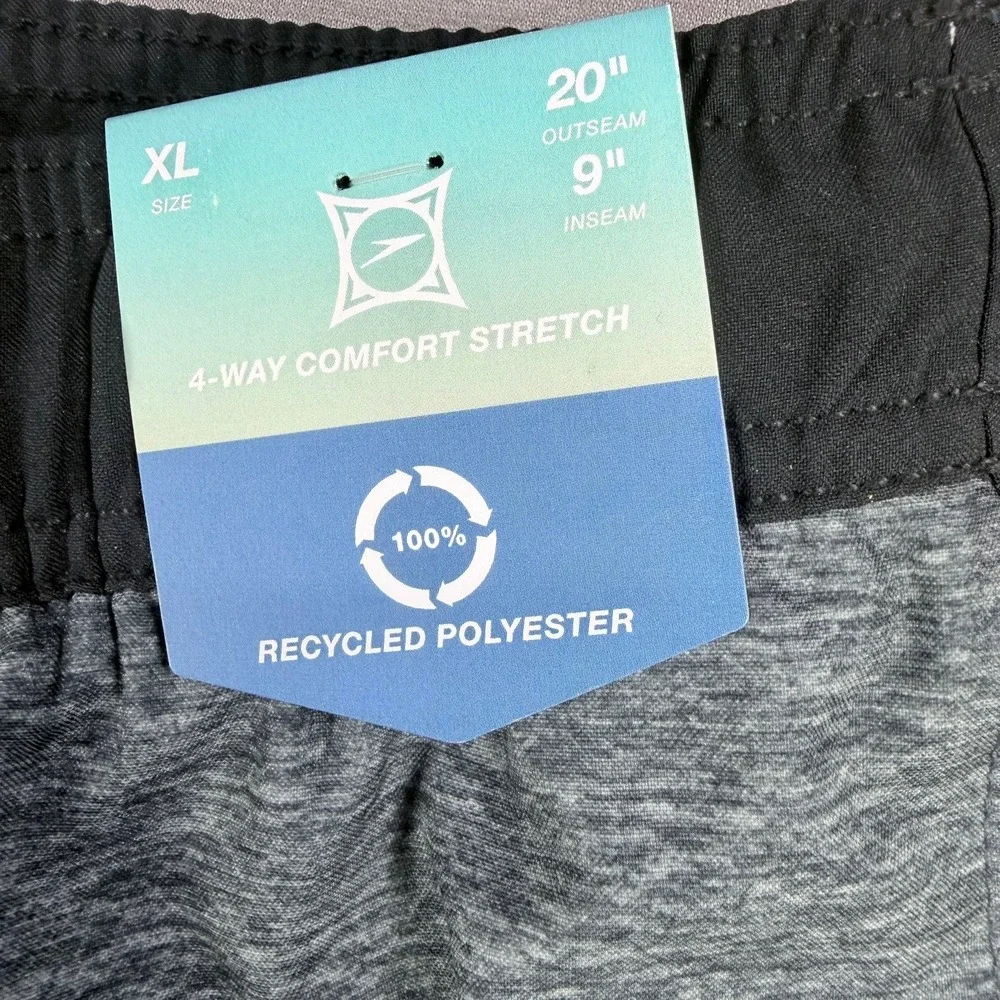Speedo Mens XL Gray Recycled Polyester 4-Way Stretch Swim Trunks Board Shorts 9